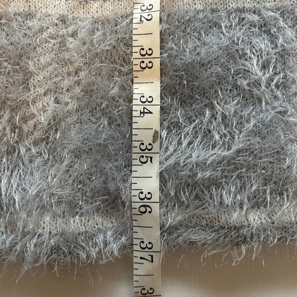 Adrienne Vittadini Grey Eyelash Knit Longline Striped Cardigan Sweater Small - Picture 8 of 8